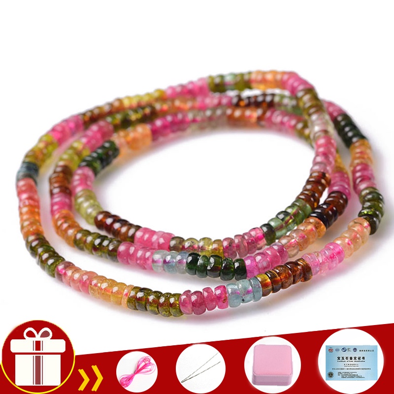 5a Có Giấy Chứng Nhận Brazil Kẹo Tourmaline 3 Vòng Tròn Vòng Tay Pha Lê Chính Hãng
