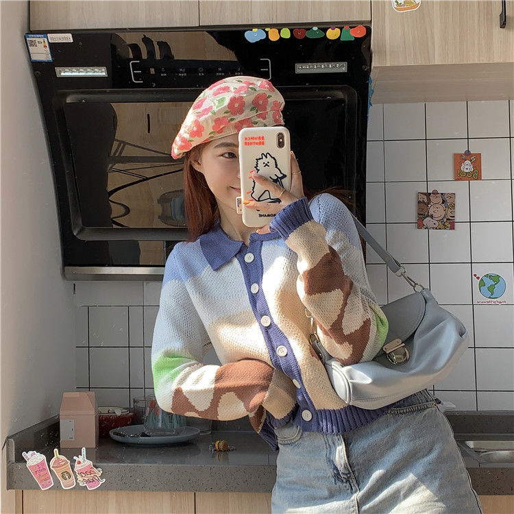 Cute Long Sleeve Cardigan Coat Korean Style 2020