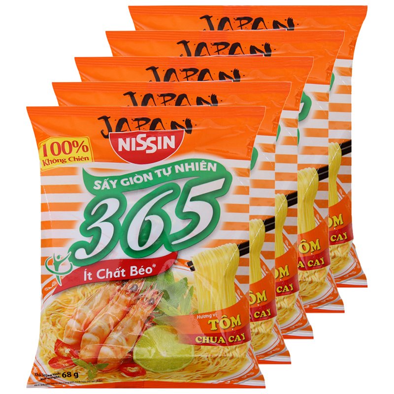 Combo 5 gói Mì không chiên Nissin 365 [đủ 4 vị] Xí Quách Thịt Bằm, Tôm Chua Cay, Lẩu Thái Hải Sản, Rong biển | WebRaoVat - webraovat.net.vn