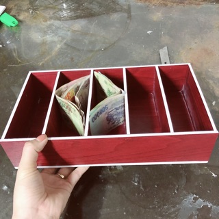 Khay đựng tiền thu ngân 5 ô màu gỗ