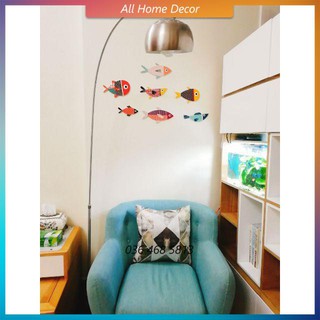 Bộ cá Decor Cao cấp, bộ cá treo tường - 9 em cá dán tường