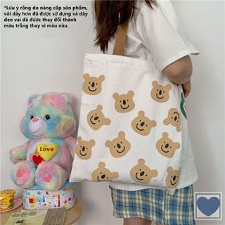 Túi Xách Canvas Ngăn Rộng Phong Cách Hàn Quốc Nữ Tính
