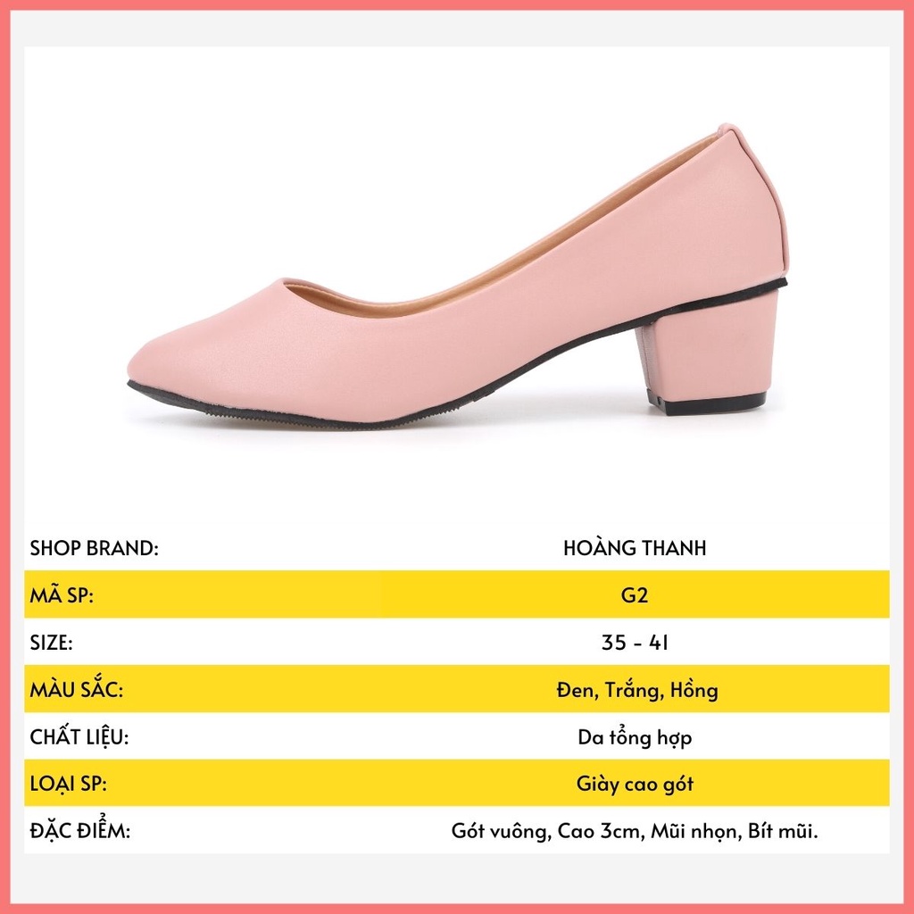 Giày Cao Gót Nữ Big Size 3 Phân Giày Búp Bê Đế Vuông Mũi Nhọn Hoàng Thanh G2