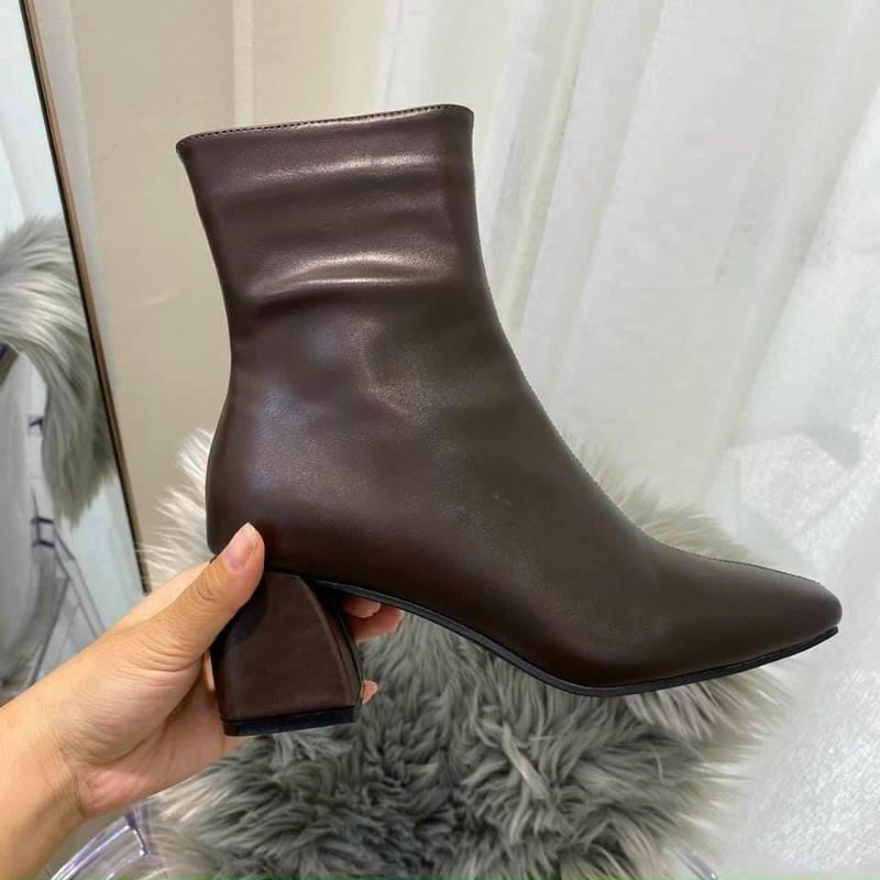 V(ẢNH THẬT) Boot Thấp Gót Ngựa 5p Da Mềm Êm Fullbox Cao Cấp