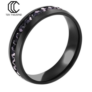 Nhẫn thép Titan dát hàng đá thời trang cho cặp đôi