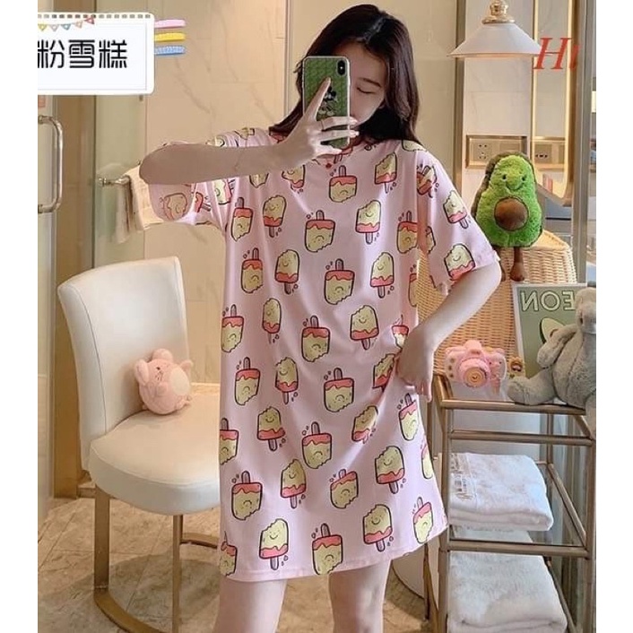 Váy ngủ kem hồng vàng H2V766