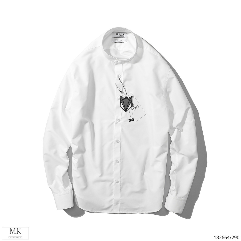 Áo Sơ Mi Nam Defoxx Cổ Tàu Đen/Trắng