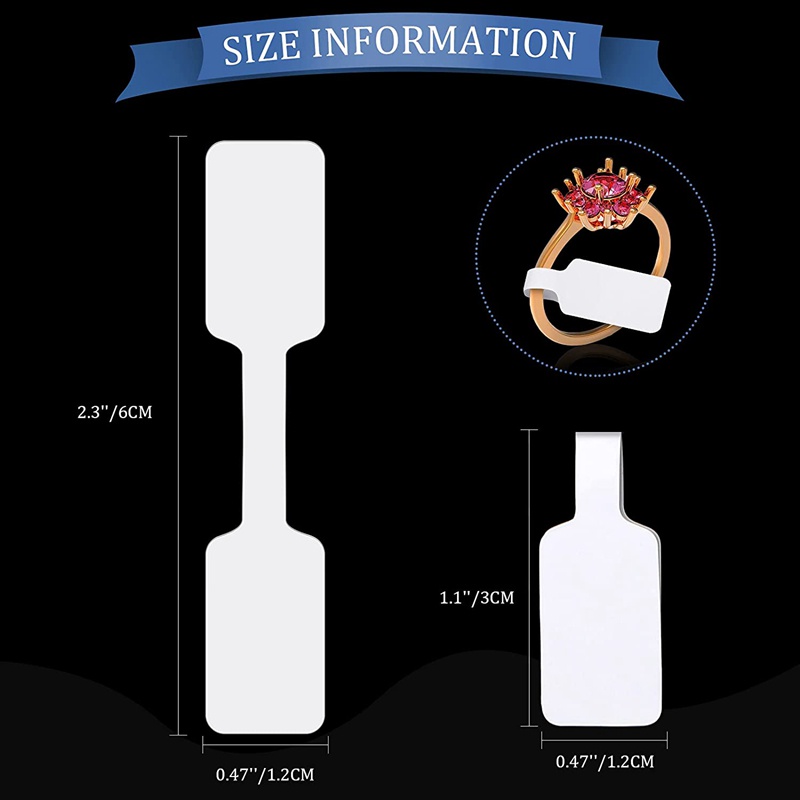 500 cái trống Trang sức Giá Thẻ Dán Nhãn Giá Trang sức cho Vòng cổ Giá Bông tai Nhận dạng Nhãn Hình chữ nhật