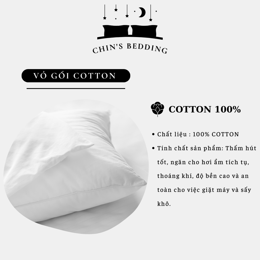 Vỏ gối nằm cotton 100%, Cotton Satin Hàn Quốc màu trơn - Đủ kích thước