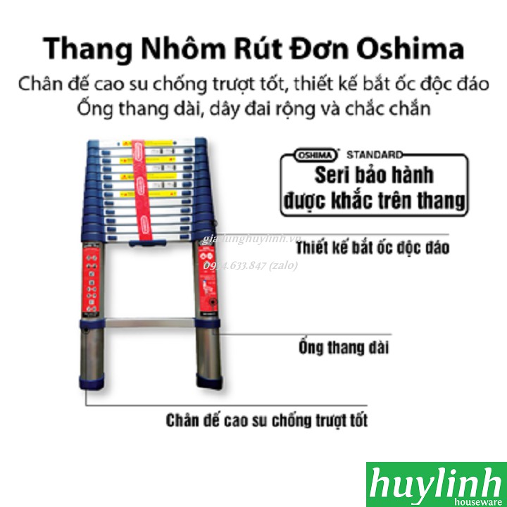 Thang nhôm rút đơn Oshima TD-32 - 3.2 mét