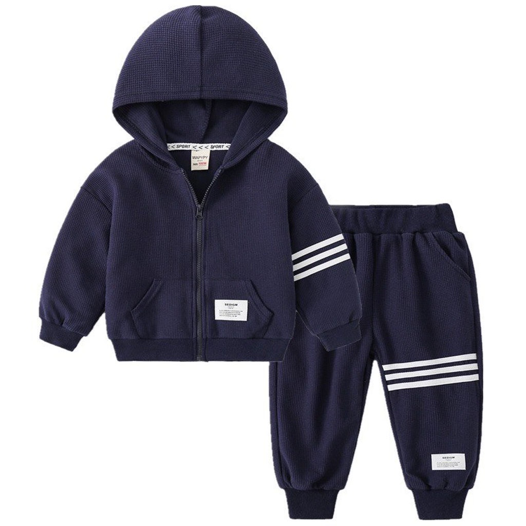 Bộ Thu Đông Có Mũ Kẻ Vạch Cho Bé, Bộ Nỉ Cho Bé Trai Chất Thun Tổ Ong Cao Cấp Từ 7-27kg - LILA KIDS