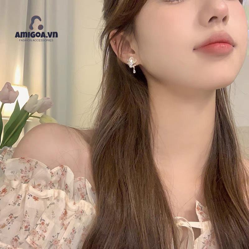 ✨✨ Bông Tai Hình Hoa Đính Ngọc Trai Cao Cấp Phong Cách Pháp Cổ Điển Dành Cho Nữ