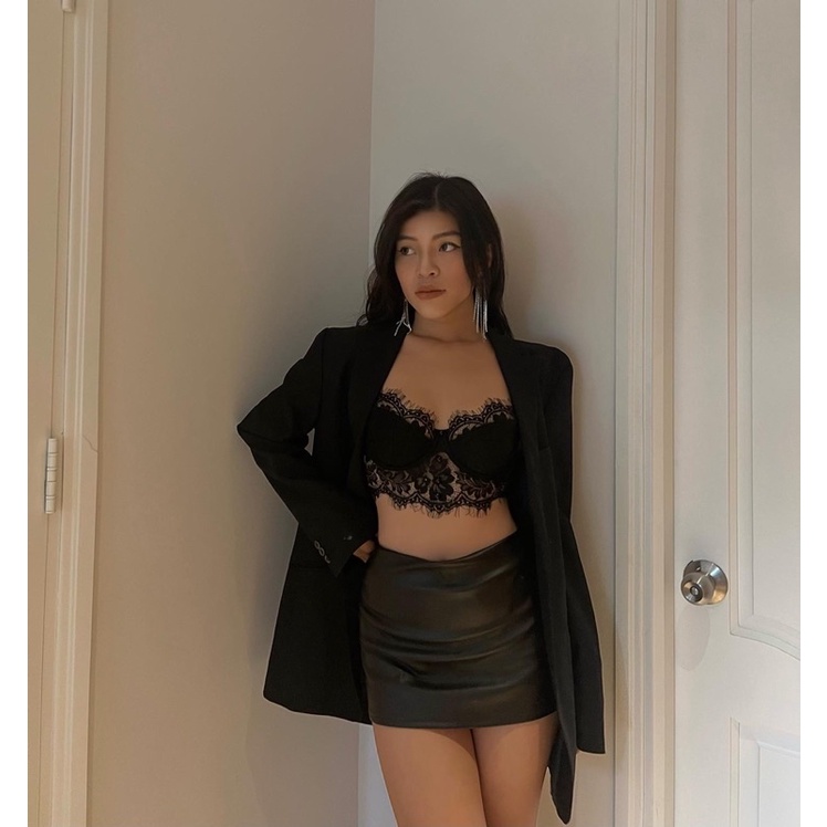 Beck Corset - Set Đồ Lót Petty Brawee Ren Mi Đen Dây Lụa