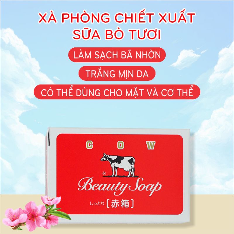 Xà Phòng Rửa Mặt Cow Beauty Soap Dưỡng Da Sáng Mịn Da Chiết Xuất Sữa Bò Tươi (100g)