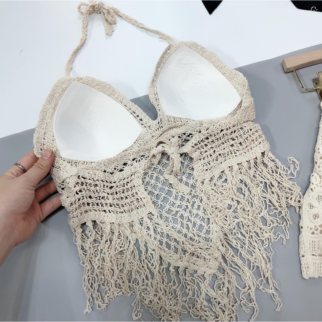 Set 3 món bikini đi biển kèm áo choàng