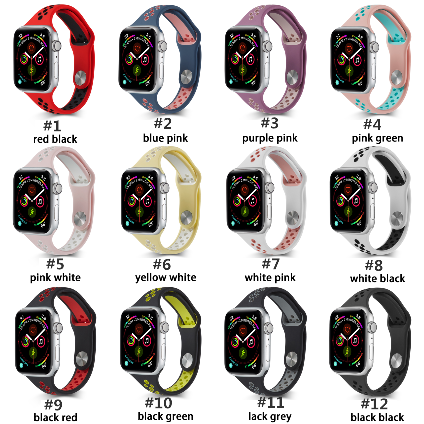 Dây Đeo Silicone Cho Đồng Hồ Thông Minh Apple Watch Series 6 SE 5 Band 40mm 44mm Iwatch Band 38mm 42mm Thoáng Watch 3 4 2 38 42 40 44 mm