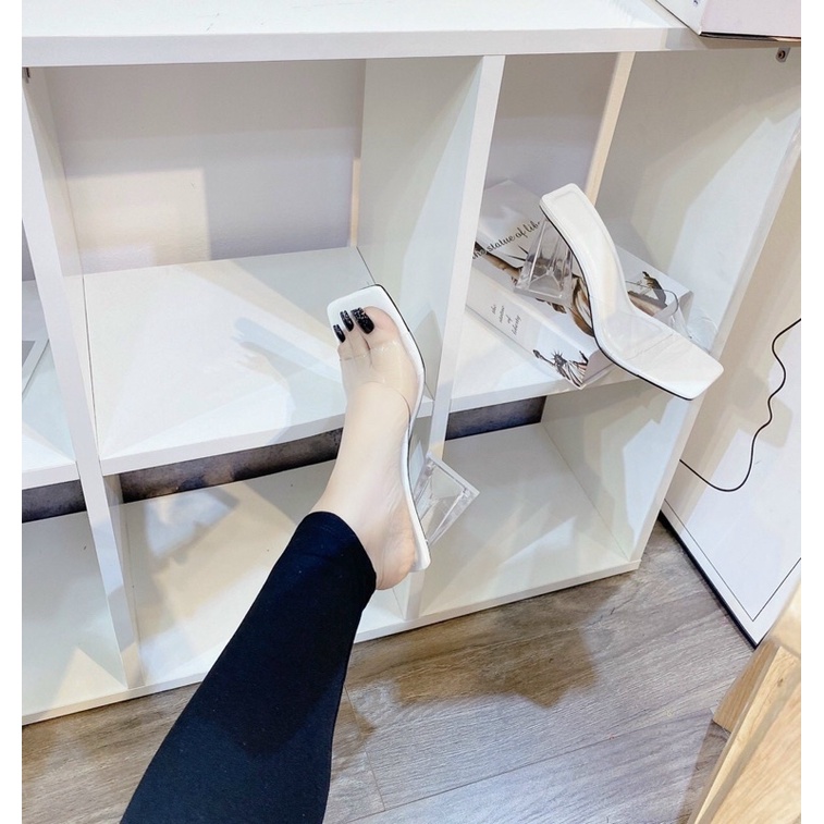 Guốc quai trong gót tam giác thô lạ - 2Tshop