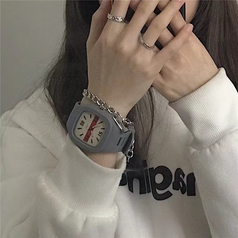 Đồng Hồ Đeo Tay Mặt Vuông Màu Sắc Thanh Lịch Dành Cho Nam Và Nữ