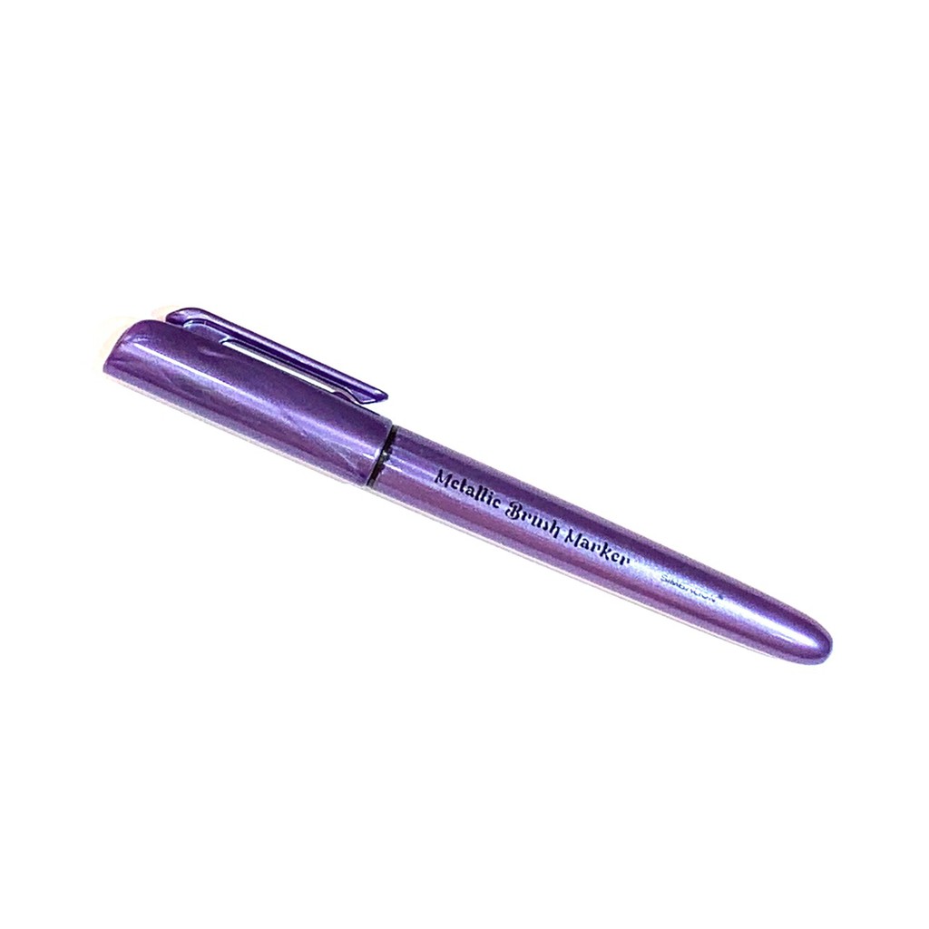 Bút lông đầu cọ viết calligraphy trên mọi chất liệu Simbalion Metallic Brush Marker - Màu tím nhũ (Violet)