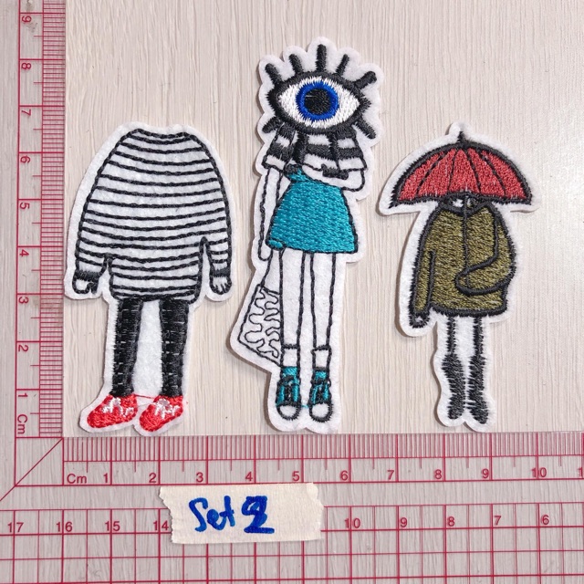 Set sticker ủi hình cartoon phụ kiện may mặc trang trí quần áo, handmade,DIY