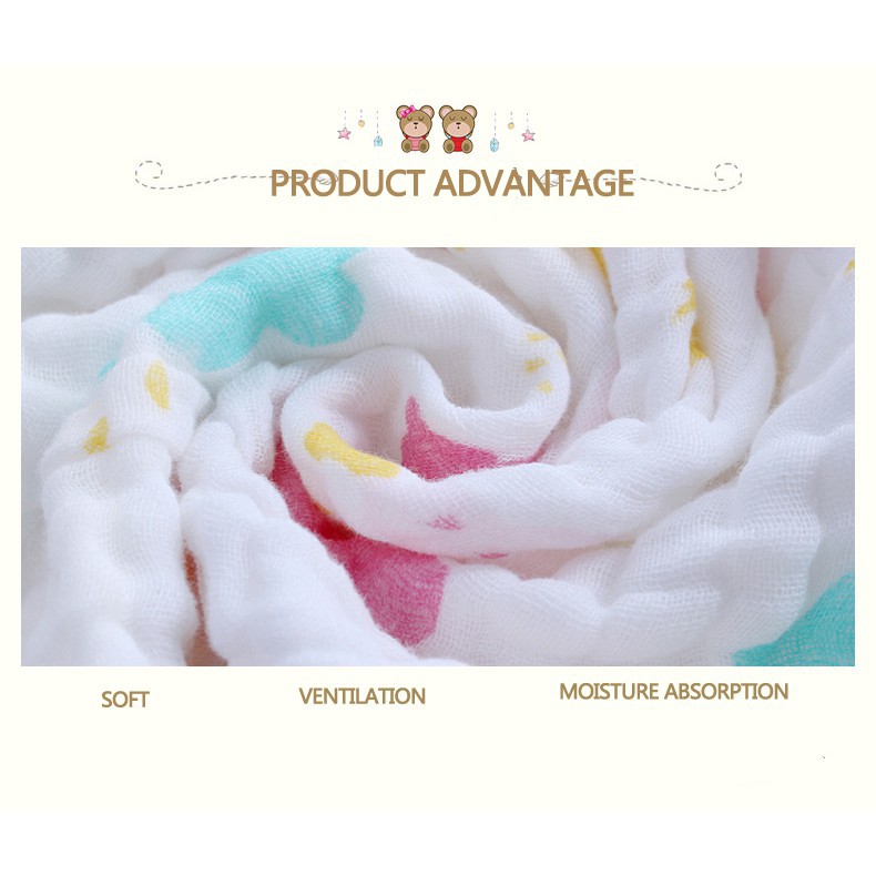 Baby bath towel 110*110cm wide edge cotton gauze six-layer summer cool blanket for infants and children