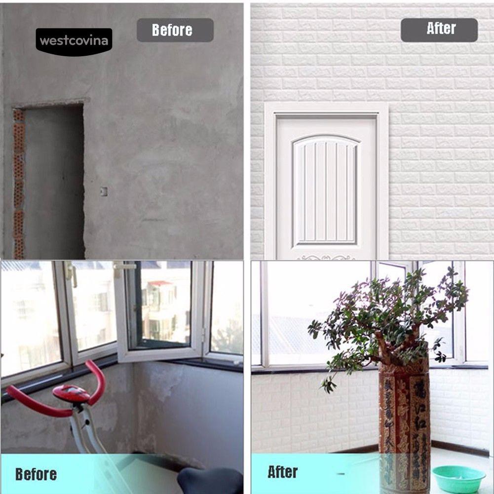 Nhãn xốp dán tường họa tiết khối gạch (1pcs)