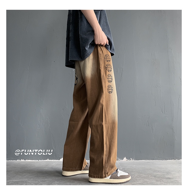 Quần jean nâu ống đứng unisex ♥️ 𝗗𝗜𝗡𝗢𝟮𝟬 𝗦𝗧𝗢𝗥𝗘 ♥️ quần jean ống đứng nâu phong cách đường phố - J410