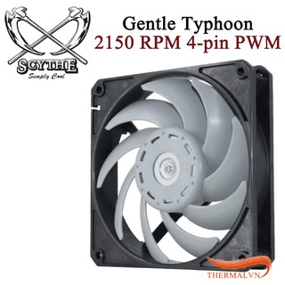 Quạt fan case 12cm Scythe Gentle Typhoon - Quạt 2150 vòng, điều tốc PWM, ổ trục 2 bi bền bỉ