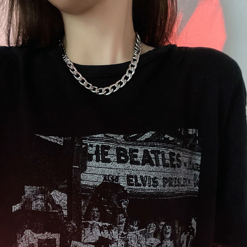 Vòng cổ dây xích thép titan dày cá tính đa năng trang trí cho cặp đôi