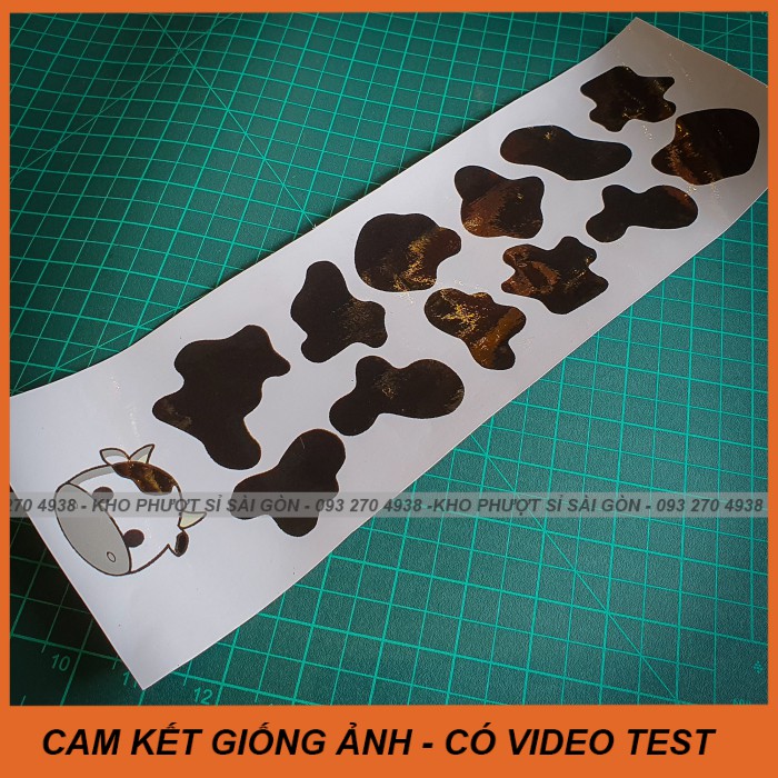 Sticker họa tiết bò sữa màu nâu dán mũ bảo hiểm 3/4 - nón nửa đầu chống nước siêu cute đi phượt - tem dán bò sữa