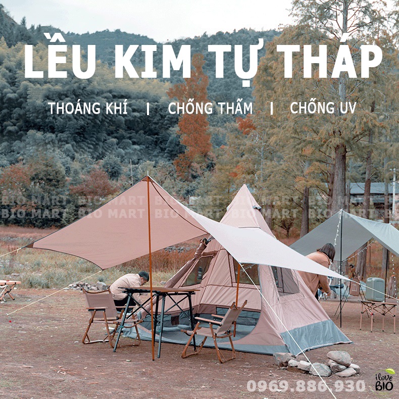 Lều Cắm Trại Lều Dã Ngoại 4-6 Người Thông Thoáng – Lều Mái Che Đi Phượt Cắm Trại Dã Ngoại Du Lịch Chống Thấm - BIO224