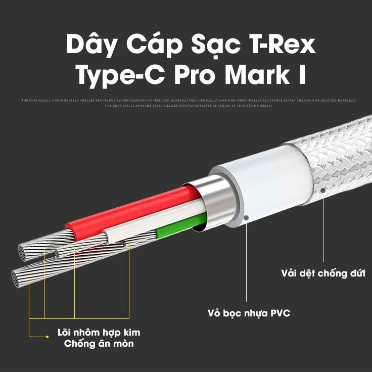 RẺ VÔ ĐỐI Dây Cáp Sạc Micro USB T-rex Pro Mark I ( Dùng Cho Điện Thoại Samsung/Oppo/Xiaomi/Nokia)