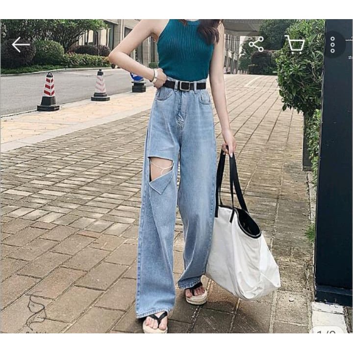 QUẦN JEAN THỜI TRANG BỤI RÁCH GỐI CÁ TÍNH