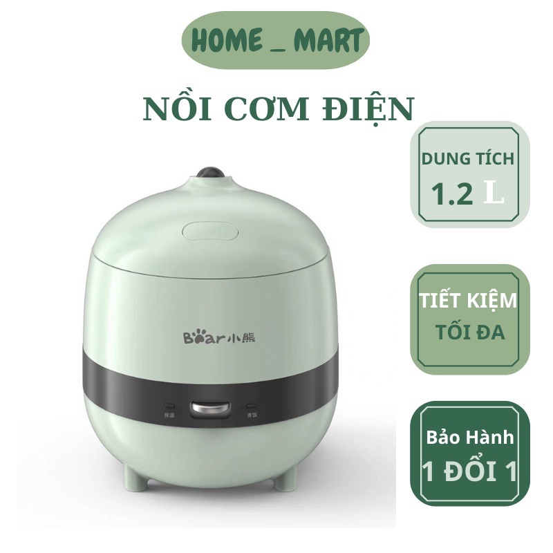Nồi cơm điện mini BEAR - Dành cho 1-2 người ăn - Nhỏ gọn - Tiện ích - Công suất 350W - Dung tích 1.2L - Bảo hành 6 tháng