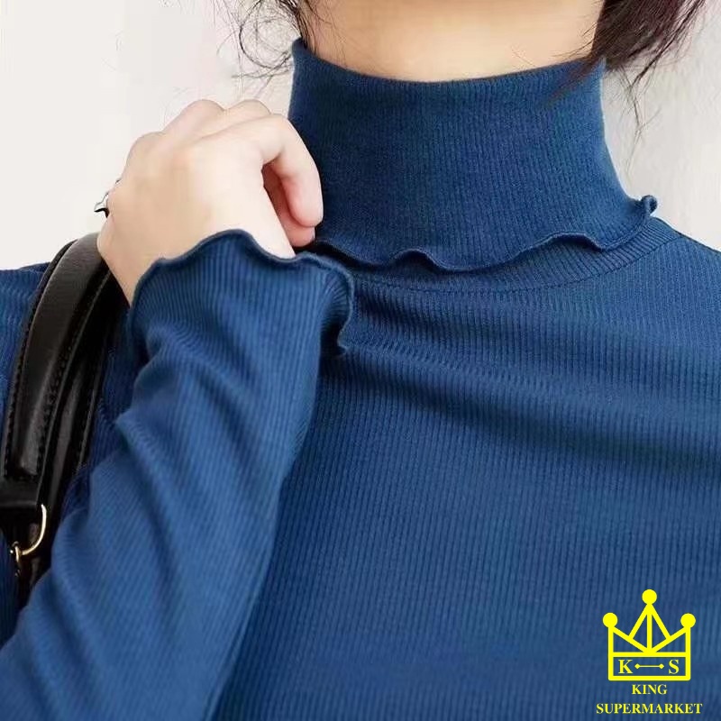 Áo len nữ cao cổ màu trơn áo len giữ nhiệt nhún cổ và ống tay thời trang đẹp
