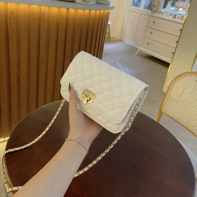 Túi xách nữ C.NK trần ô trám khoá gập size 19 để vừa điện thoại dễ phối đồ, siêu xinh cho nữ