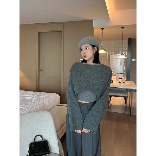 Áo Dệt Kim Tay Dài Dáng Rộng Phong Cách Hàn Quốc Hiện Có 4 Màu
