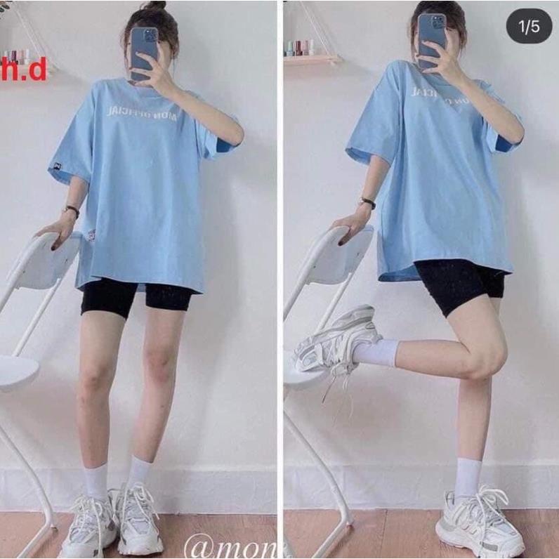 Sét áo thun tay lỡ MON +quần legging đùi from rộng dáng thụng xuongmayconghuong