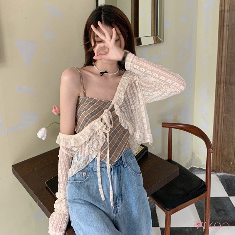 Áo Khoác Cardigan Dệt Kim Phối Ren Thoáng Khí Thời Trang Mùa Hè Dành Cho Nữ