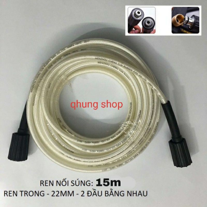 Dây rửa xe áp lực cao mini 10m 15m 20m ren trong 22mm ( DÂY MÀU TRẮNG)