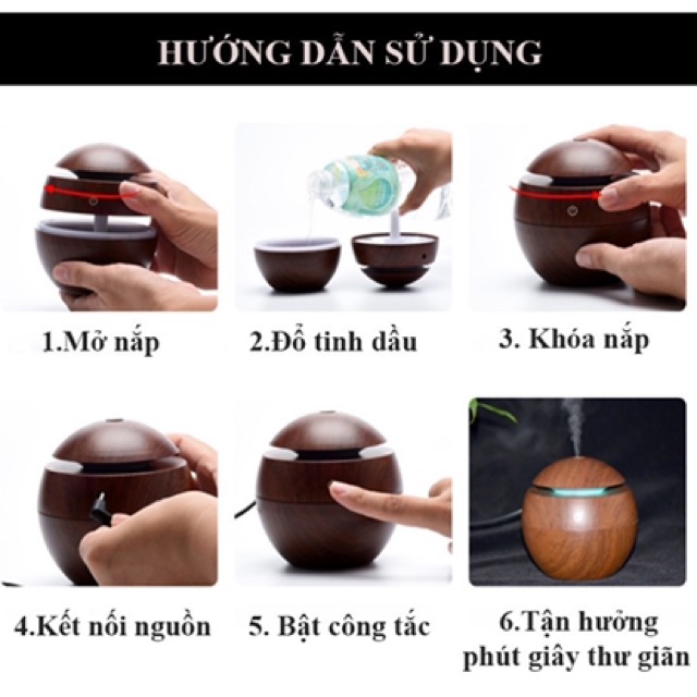 Máy xông tinh dầu màu vân gỗ mini