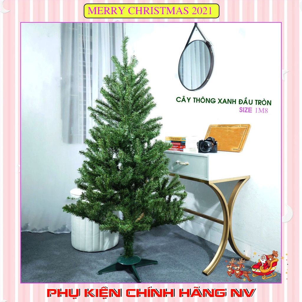Cây thông noel 1m8 trang trí giáng sinh cho nhà cửa, phòng khách, phòng ngủ kèm dây kim tuyến và ngôi sao đẹp lung linh