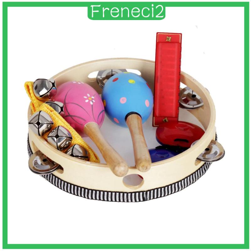 [FRENECI2] Tambourine Maraca Handbell Castanet Harmonica Hand Percussion Rattle Toys