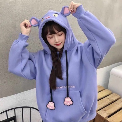 Áo hoodie nỉ lót bông báo hồng siêu dày ấm unisex nam nữ