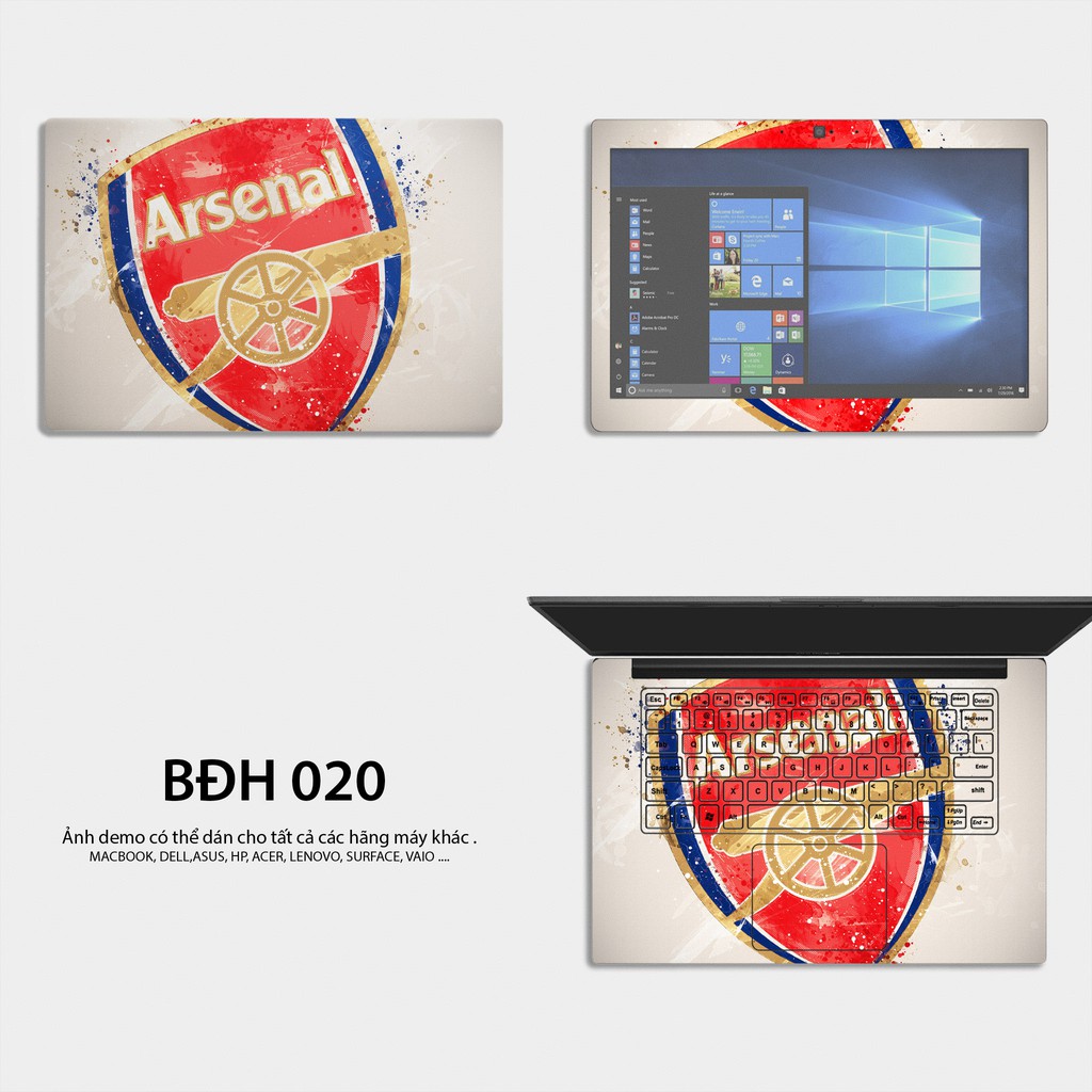 Miếng Dán Skin Laptop - Logo Arsenal / Có mẫu decal dán cho tất cả các hãng máy tính