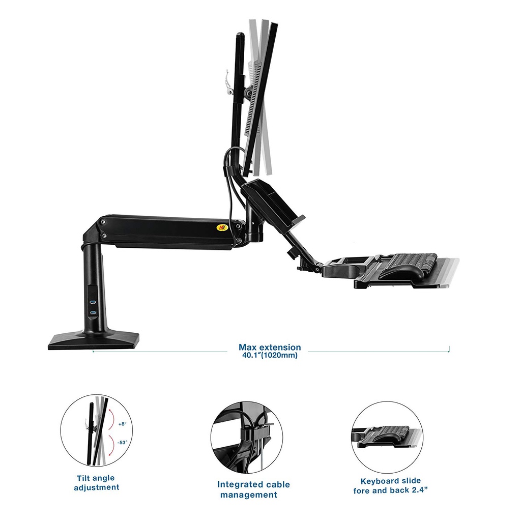 Giá Treo Màn Hình Máy Tính Kèm Mâm Để Bàn Phím  - Dùng cho màn hình từ 19"-35" NB -FC35