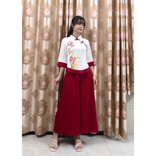 ĐỒ LAM ĐI CHÙA # SẨM LỤA VẼ QUẦN VÝ
