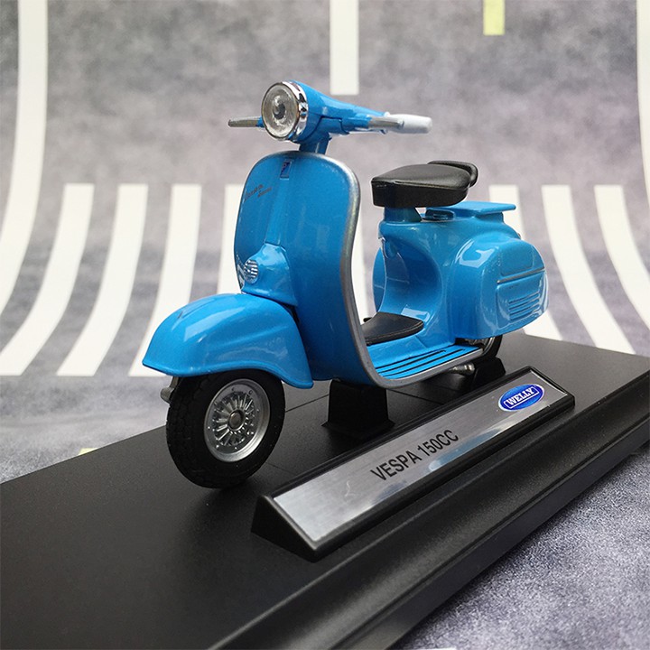 Mô hình xe Vespa màu xanh, Decor để bàn độc đáo, Quà tặng ý nghĩa