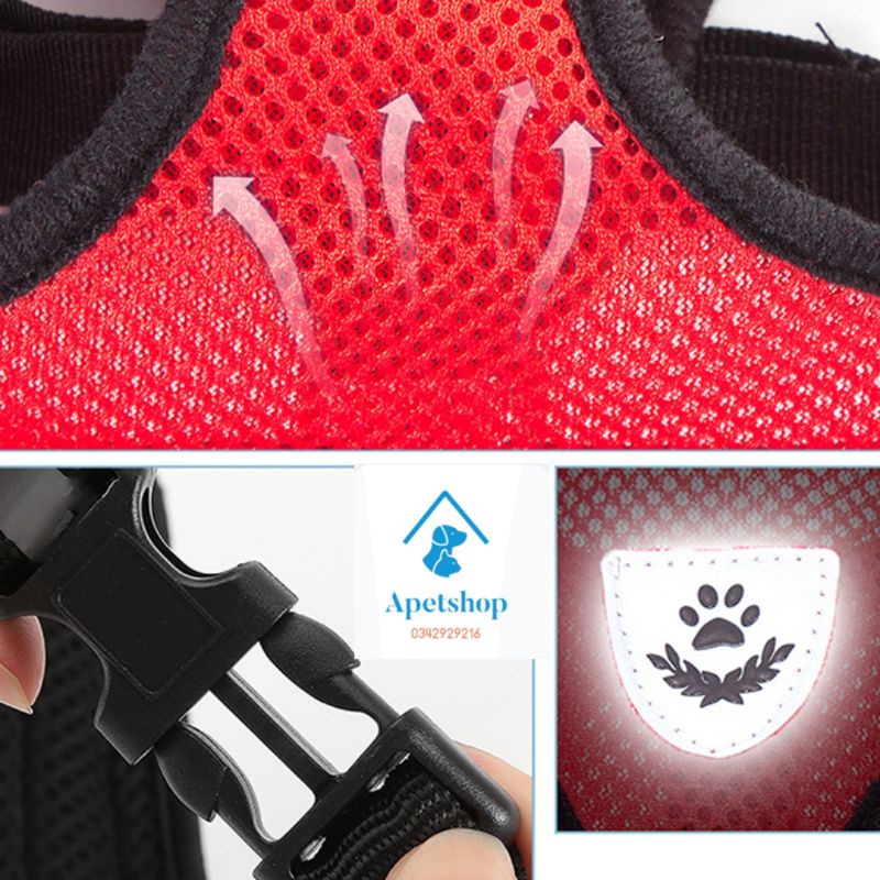 Dây dắt kèm yếm ngực chó mèo cưng đi dạo, Đai yếm áo Vest cho chó vải lưới thoáng khí nhiều màu sắc hot trend 2023