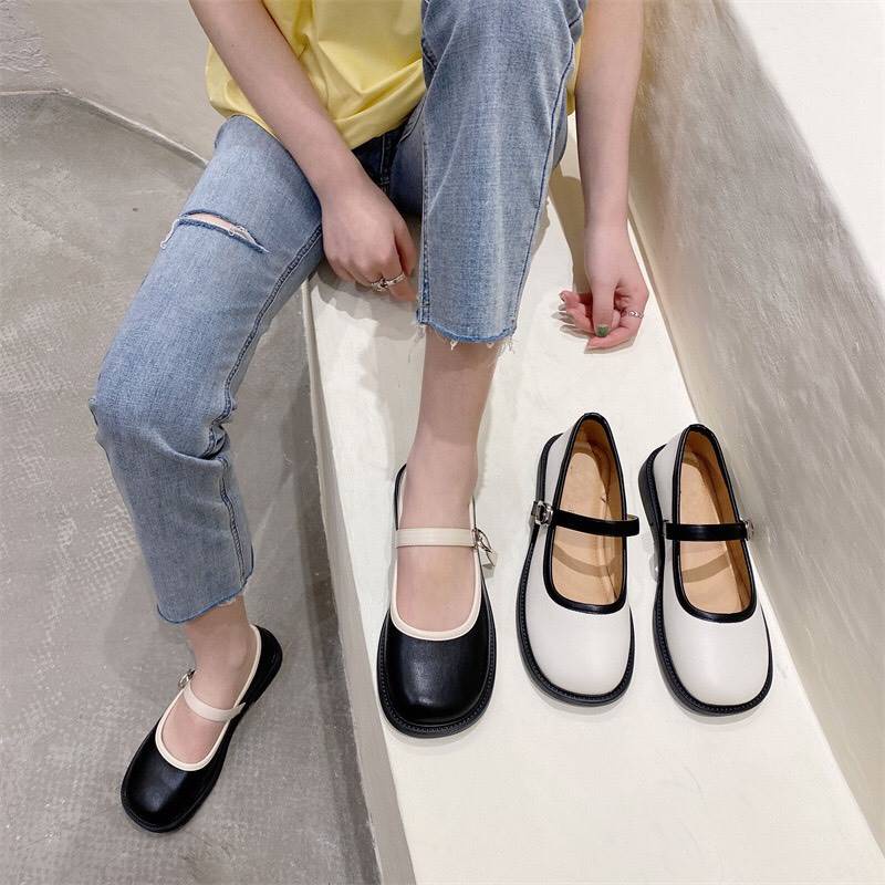Giày búp bê nữ mary janes quai cài ngang mũi tròn phong cách nhật bản cực xinh - K7
